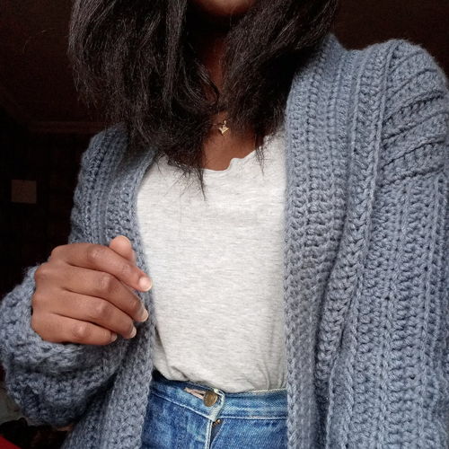 Ribbed Crochet Kimono Cardigan