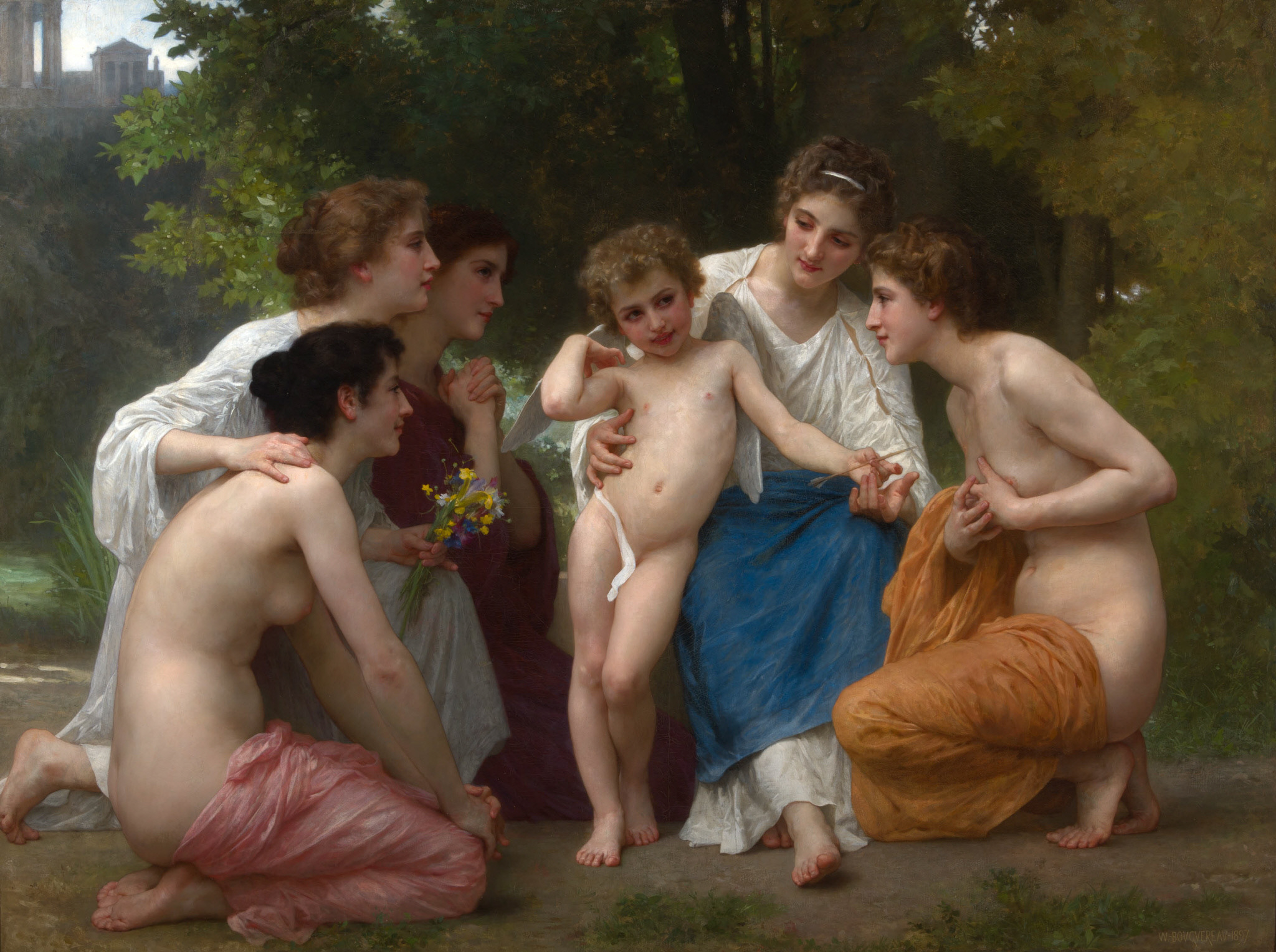 Image:  William-Adolphe Bouguereau (French, 1825 - 1905)  Admiration, 1897  Oil on canvas  58 x 78 in. (147.3 x 198.1 cm)  Bequest of Mort D. Goldberg, 59.46.10