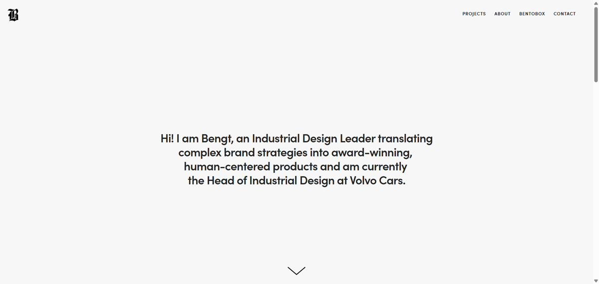 Screenshot of Bengt Brummer, from the industrial design portfolios collection.