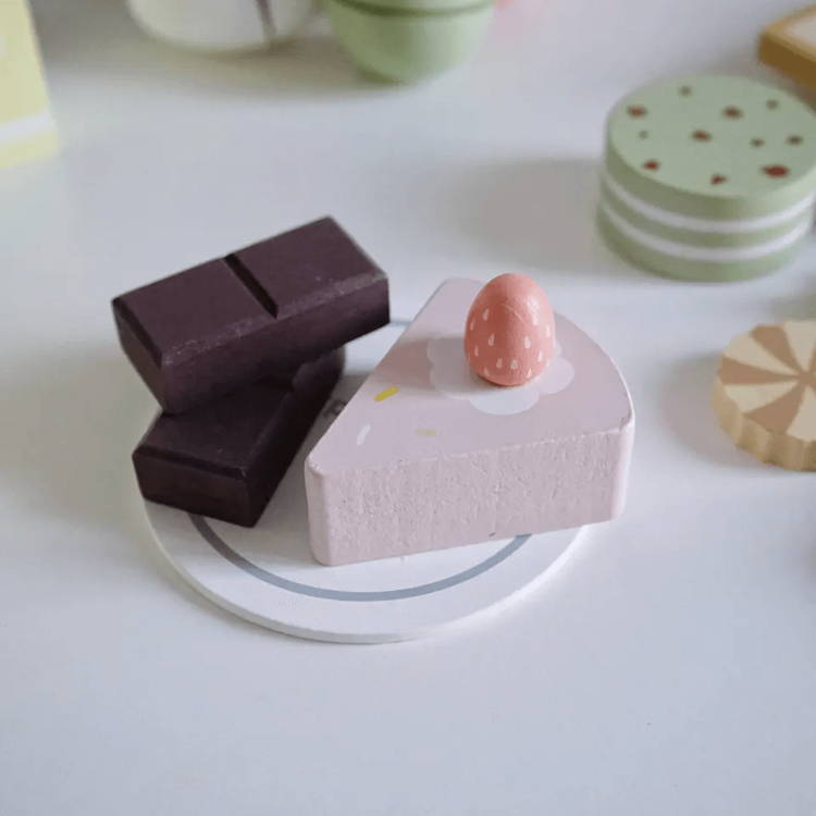Cute chocolate and cake pieces from the Montessori Picnic Set.