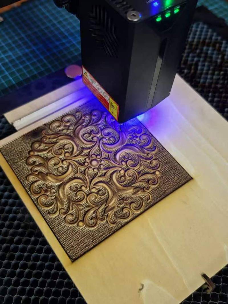 Wood relief laser engraving 002