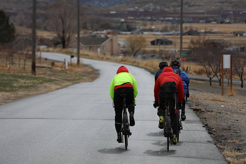 Small group of bikers