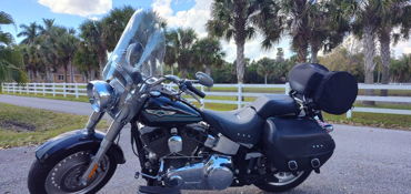 2008 HARLEY-DAVIDSON FLSTF FAT BOY (BLACK) motorcycle for rent near Daytona Beach, FL