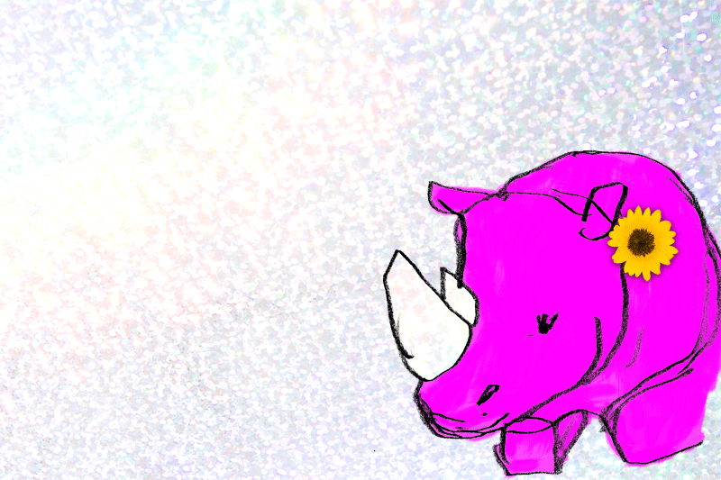 Rhinoceros of pink with Flower | とくちんとめい | AWRD