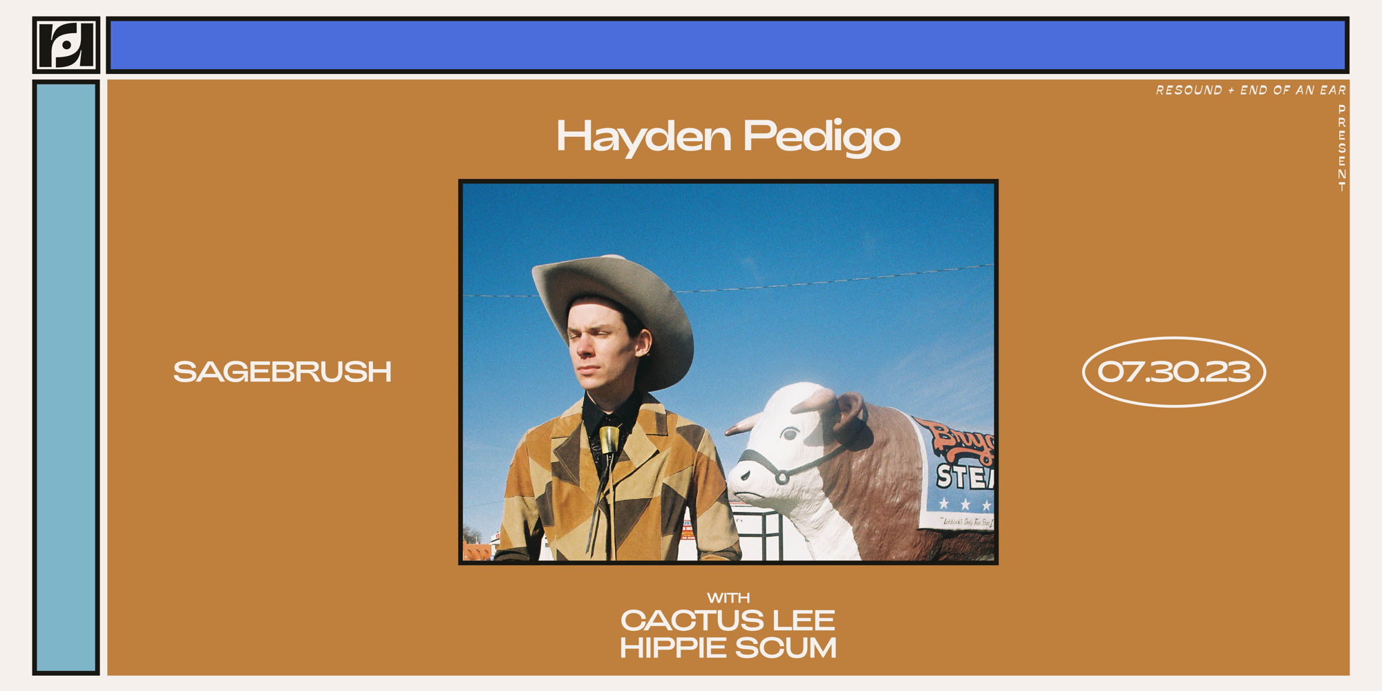 Resound & End Of An Ear Present: Hayden Pedigo W/ Cactus Lee And Hippie Scum On 7/30! promotional image