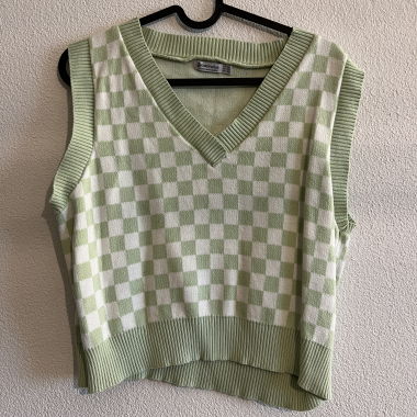 Grün/weisser croptop Pullover ohne Ärmel