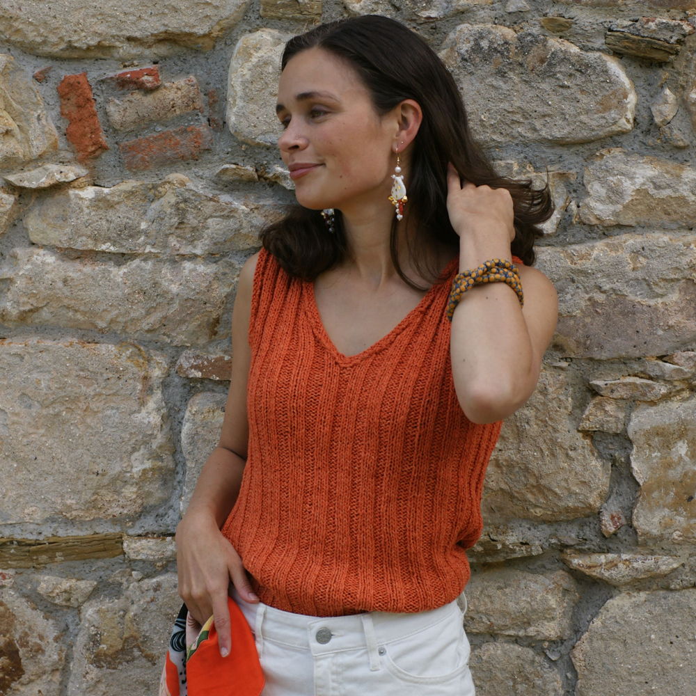 VINZERIA SILK TOP, a lovely top for ladies in silk worked together with a linen/cotton blend
