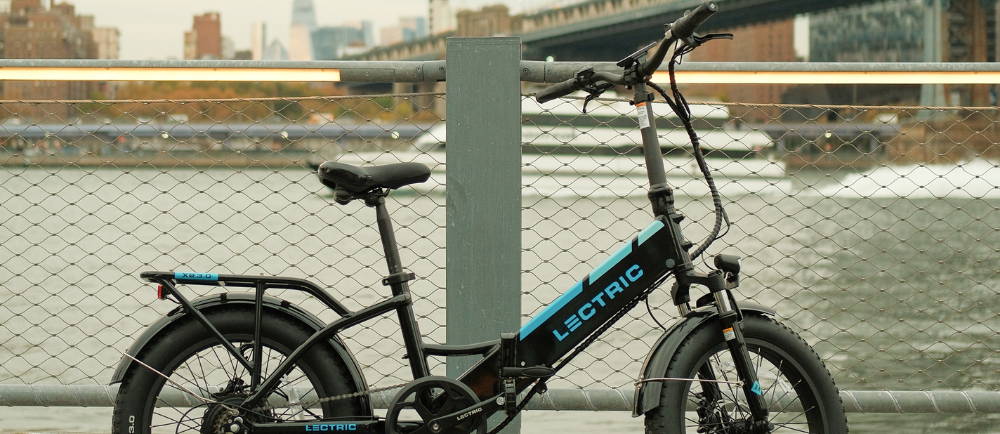 a lectric electric bike by the hudson river in new york city