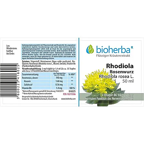 Rhodiola Rosenwurz, Rhodiola rosea L, Tropfen, Tinktur 50ml