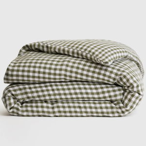European Linen Duvet Cover - Olive Green, Queen Sized