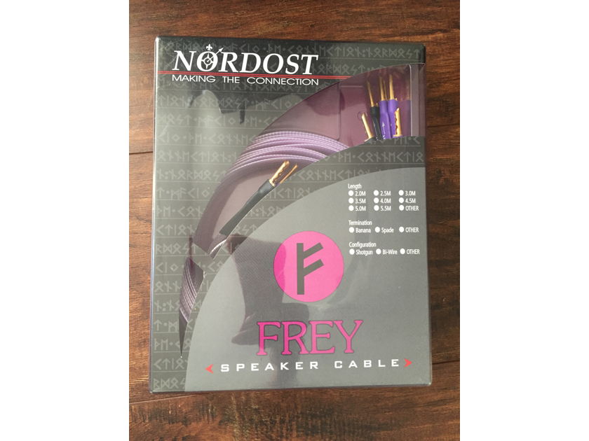 Nordost Frey Speaker Cables (2.5m) Banana Connectors One NEW One 10 hrs