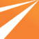 An orange square with two white diagonal lines converging toward the top right corner, creating a dynamic, modern design.