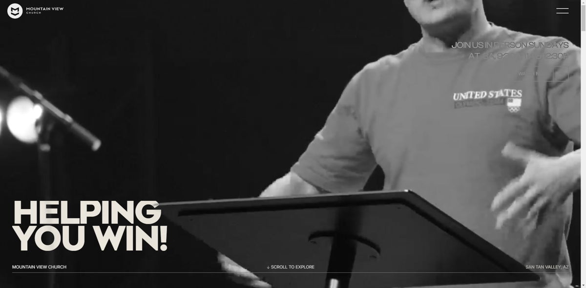 Screenshot of Mountain View Church , from the  framer websites collection.