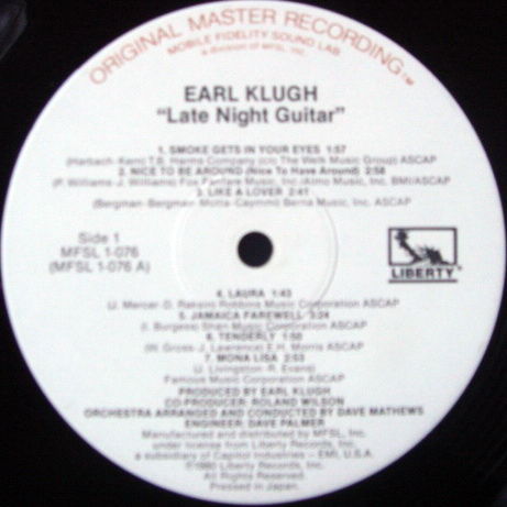 ★Audiophile★ MFSL / EARL KLUGH, - Late Night Guitar, NM-!