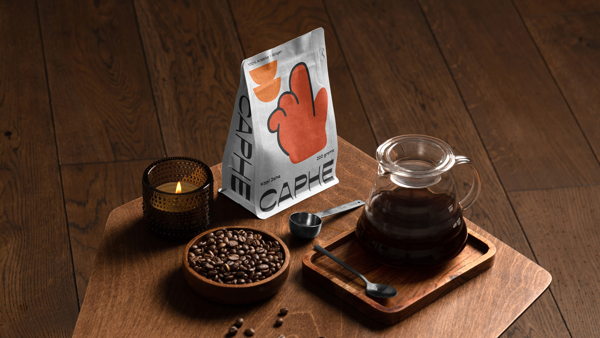 Widarto created a gesture of satisfaction design on the CaPhe Coffee packaging