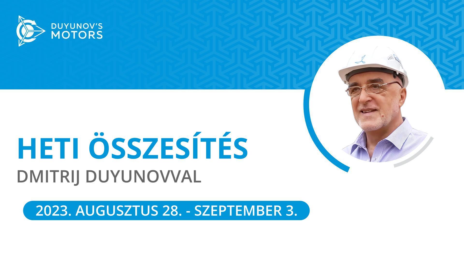 Heti összesítés a „Duyunov Motorok” projektben