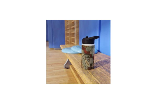 Artistic Stainless Steel Water Bottle | Abstract Earth Tones Travel Flask - Image 3