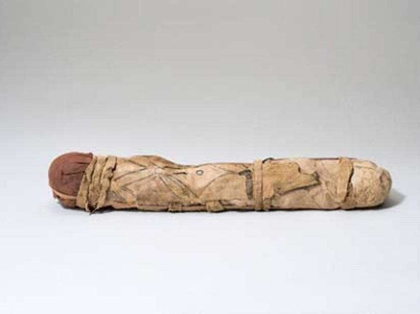Cat Mummy   Egyptian, Roman period, 30 B.C.-A.D. 395  Cat remains, linen, pigment  20 × 7 in. (50.8 × 17.8 cm)  Gift of Gilbert M. Denman, Jr., 91.80.208   Photography by Peggy Tenison