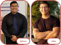 a man's before and after photos taken from fat burner pills review