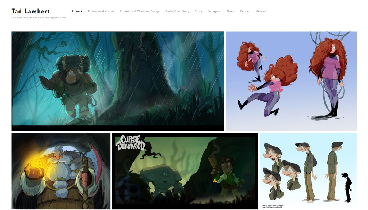 Screenshot of Tad Lambert, from the character design portfolios collection.