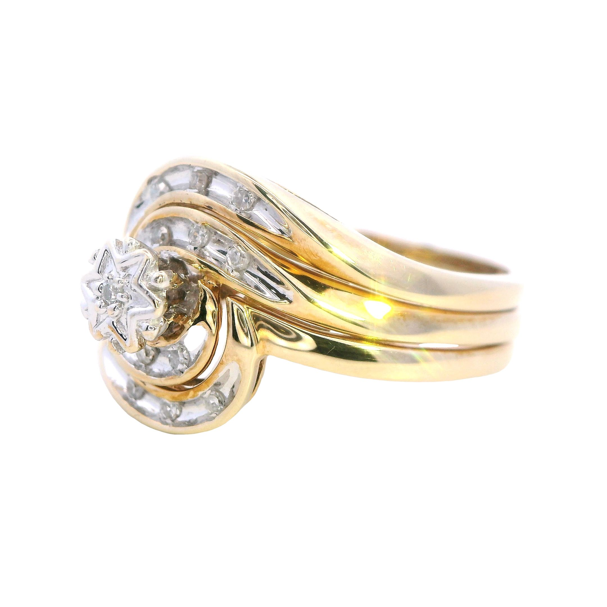 9ct Yellow and White Gold Diamond Bridal Set - Image 3