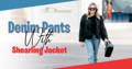 Flared denim Pants with Sequined Sweatshirt and Shearling Jacket