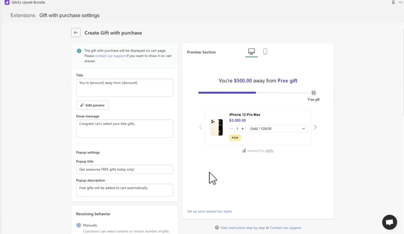 Set up Qikify Free Gift extension
