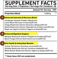 Supplement Facts of Nano Singapore's best cordyceps supplement