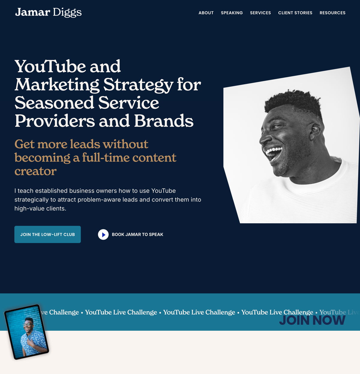 Screenshot of Jamar Diggs, from the personal websites collection.