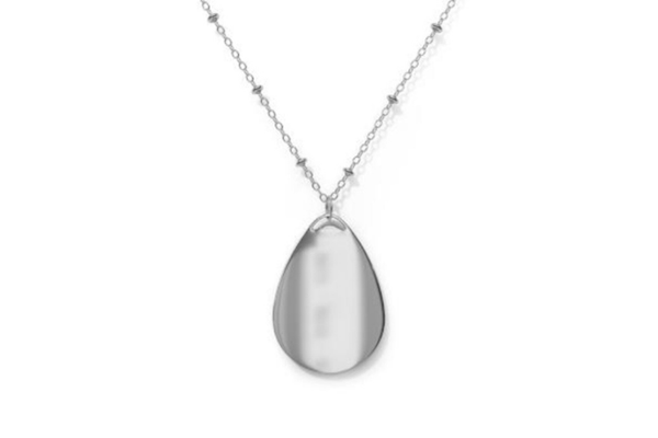 Abstract Dot Wave Oval Necklace | Blue Pink Teardrop Pendant - Image 5