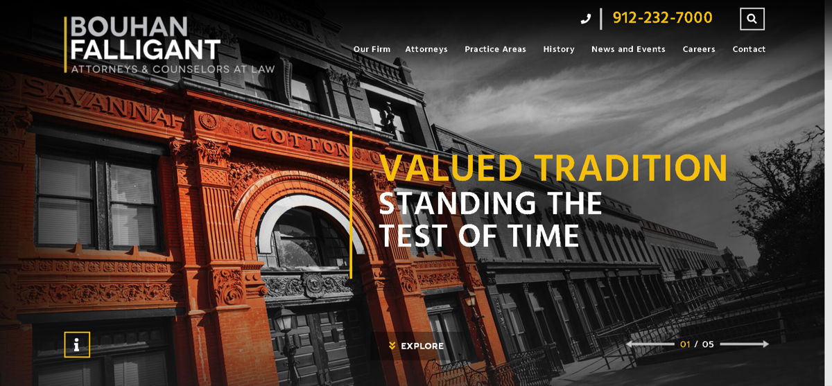 Screenshot of Bouhan Falligant, from the law firm websites collection.