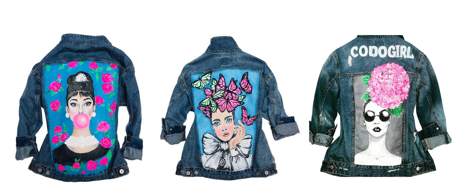 Refashioned denim jackets