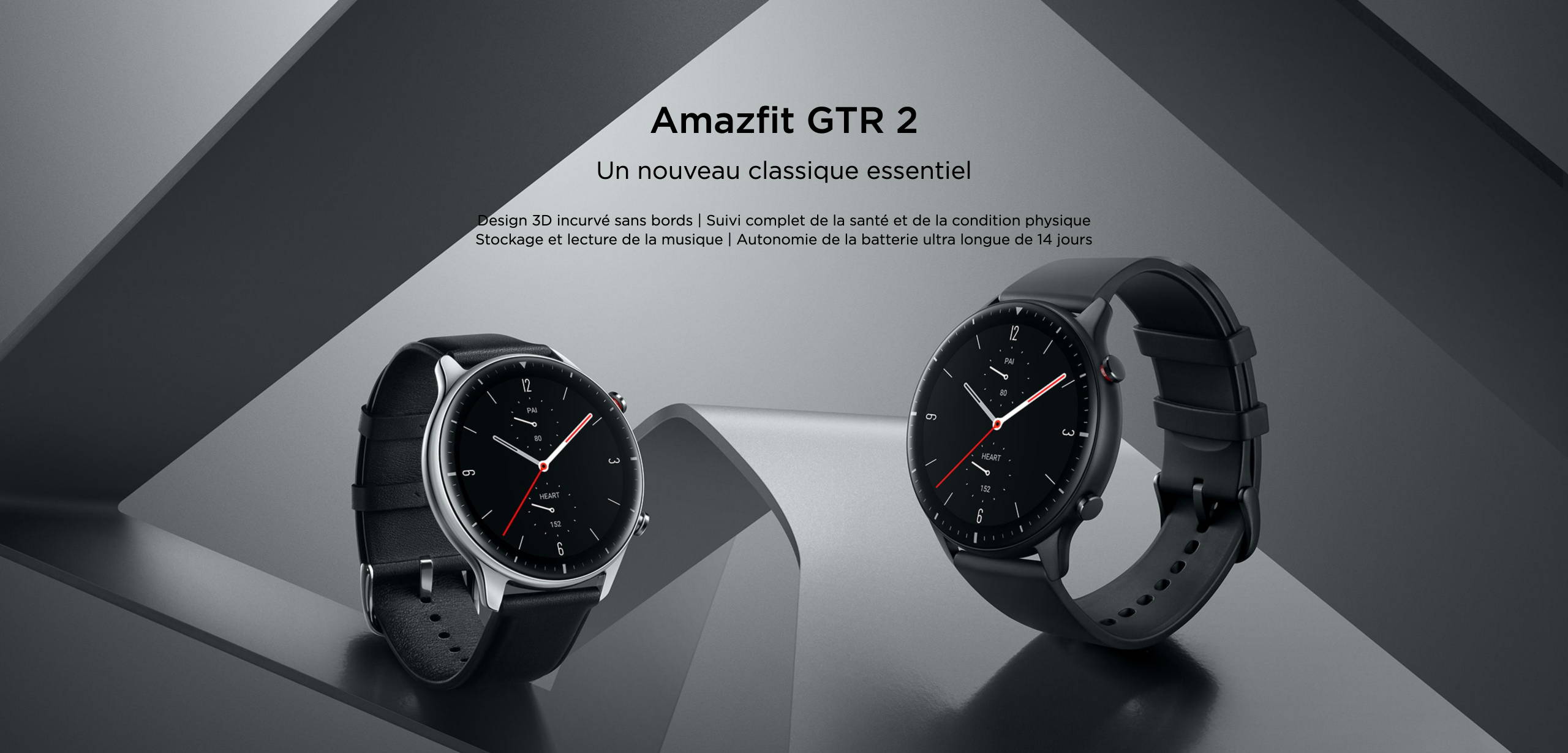 Amazfit GTR 2 - Un nouveau classique essentiel  Design 3D incurvé sans bords | Suivi complet de la santé et de la condition physique Stockage et lecture de la musique | Autonomie de la batterie ultra longue de 14 jours