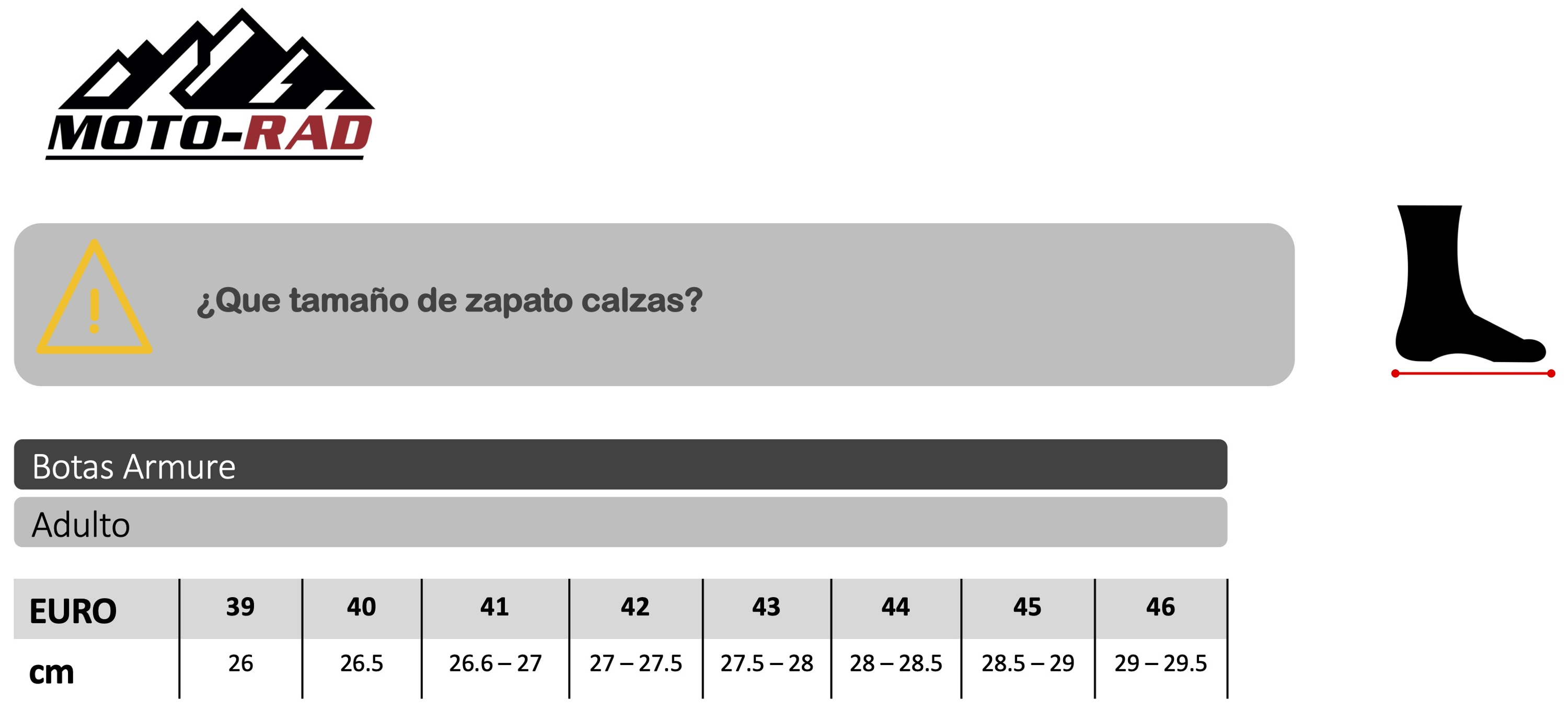 Guia de Tallas Botas Armure