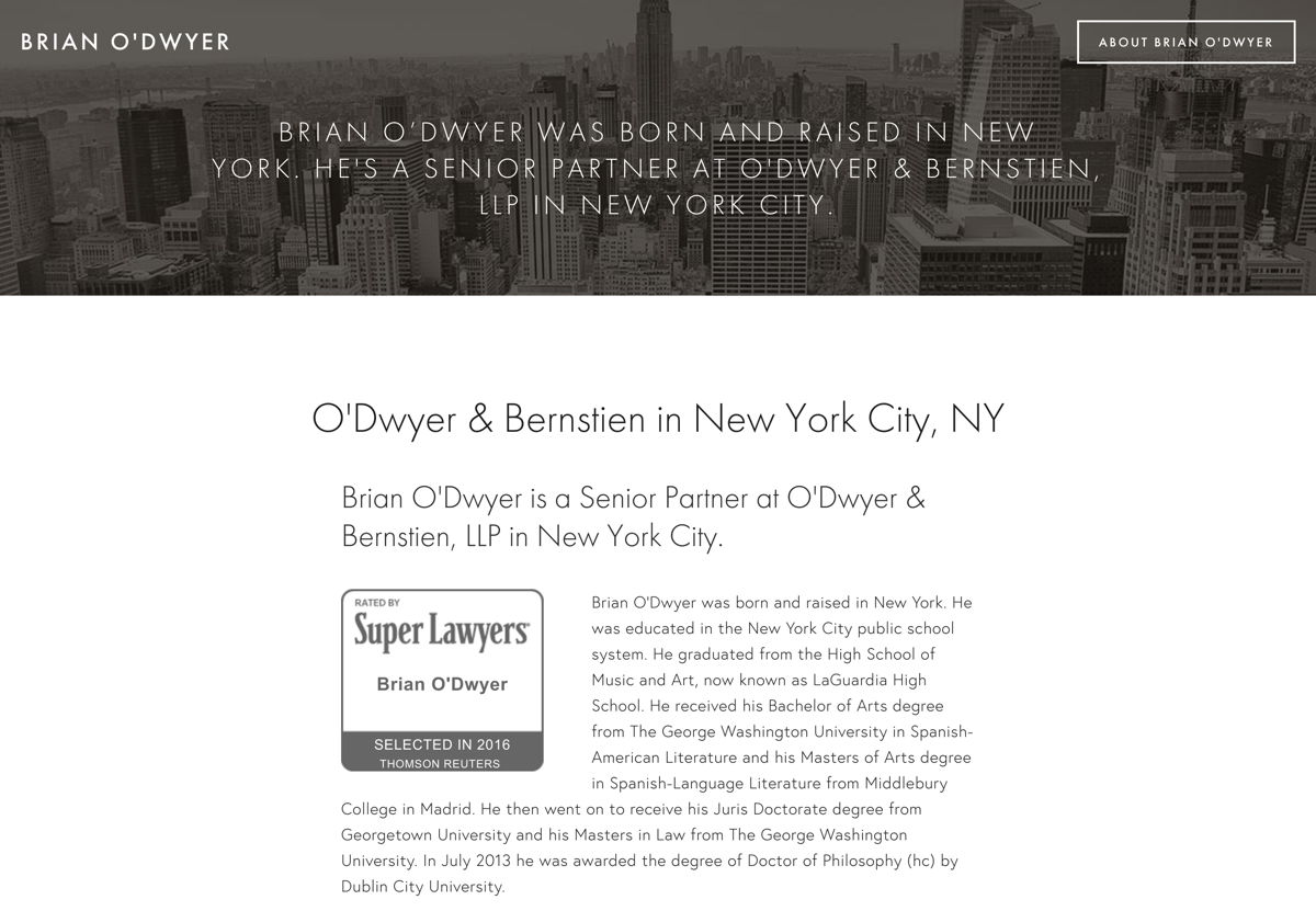 Screenshot of Brian O'Dwyer, from the lawyer websites collection.