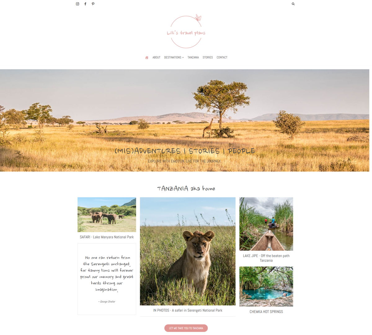 Screenshot of Lili’s Travel Plans, from the wordpress websites collection.