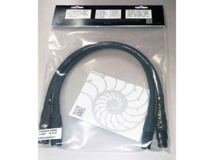 CARDAS AUDIO Golden Reference “legacy” Interconnect Cable (1M Pair - XLR); Certificate of Authenticity; New-in-Box/Bag; 50% Off Retail
