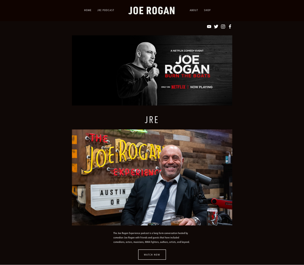 Screenshot of Joe Rogan, from the celebrity websites collection.