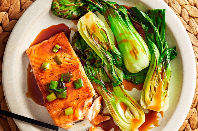 Seared Salmon with Ginger-Maple Sauce