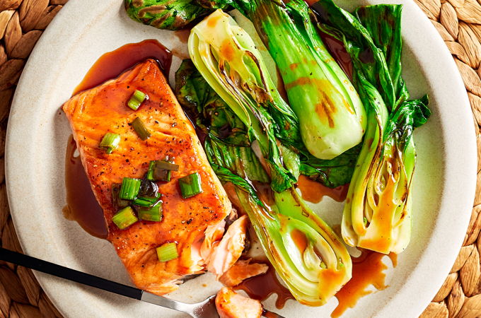 Saumon poêlé, sauce au gingembre et à l’érable