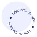 Circle with developed by vets, approved by pets curafyt slogan