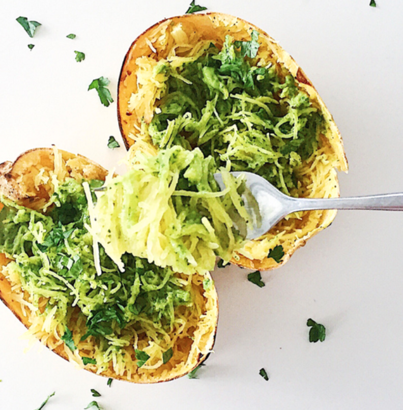 Spaghetti Squash Noodles with Pesto Sauce