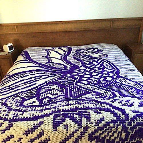 Book Dragon; Overlay Mosaic Crochet Blanket