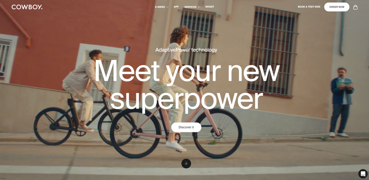 Screenshot of Cowboy, from the startup websites collection.
