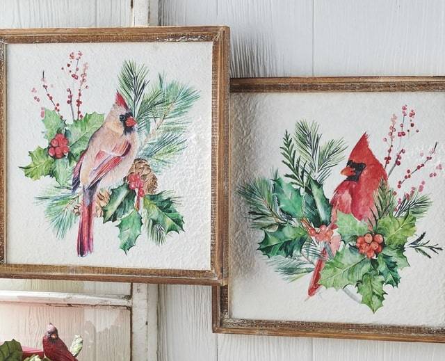 raz imports cardinal framed watercolor print