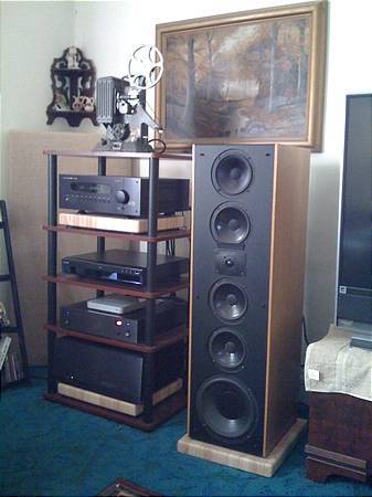 Rack with vintage projection equipment. 