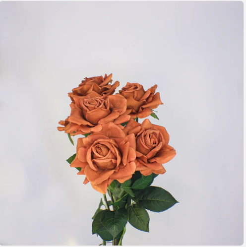 Rust Real Touch Full Bloom Rose - Realistic Artificial Flowers - Image 4