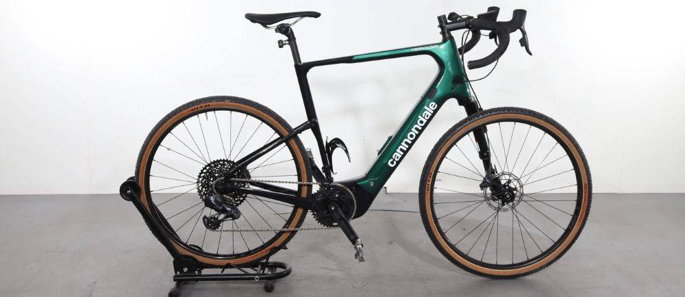 Cannondale Topstone Neo Carbon on a stand
