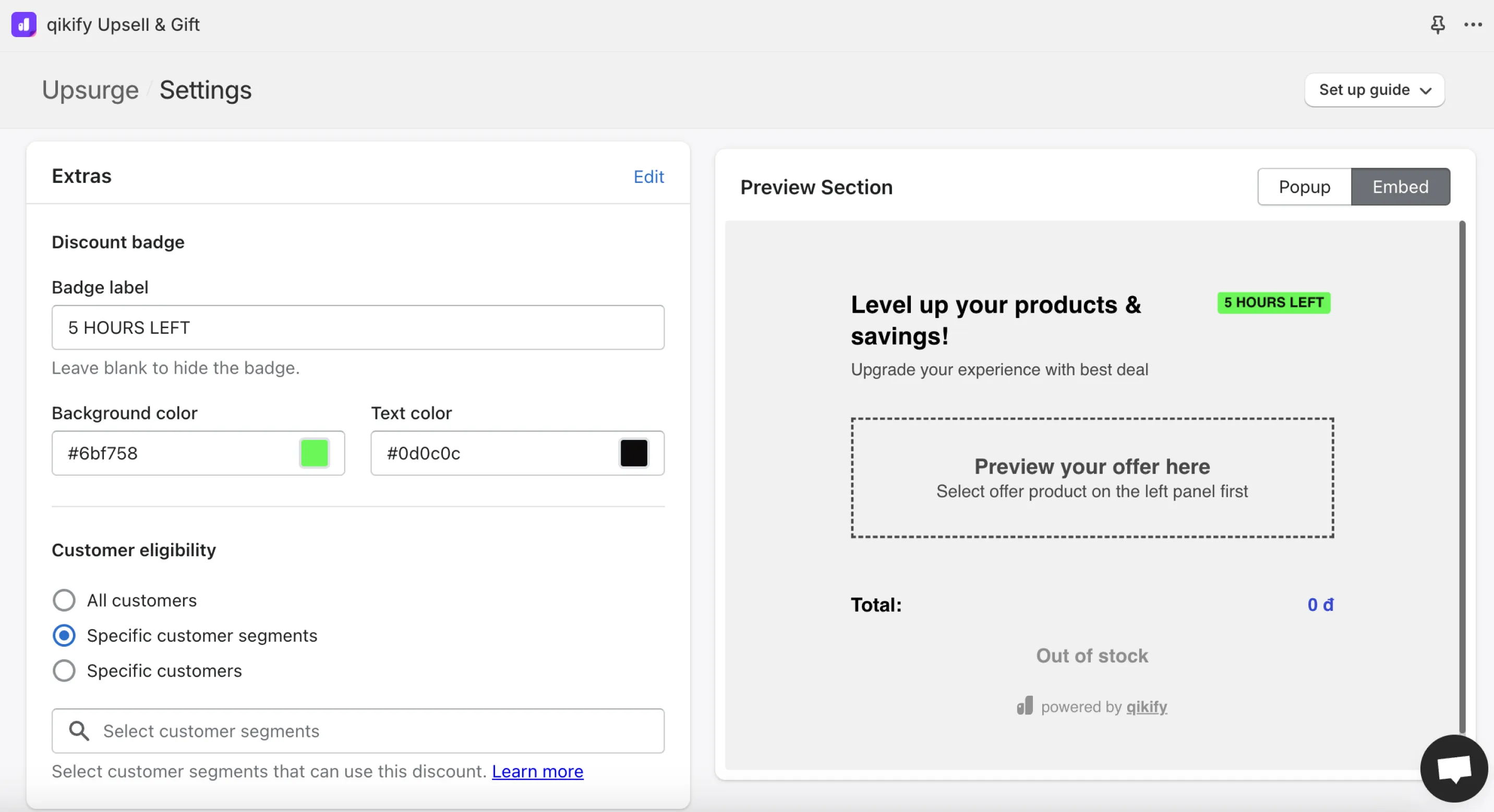 shopify upsells settings