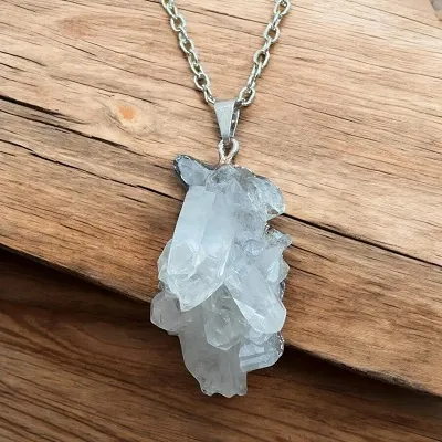 Clear Quartz Crystal Pendant - Includes Chain